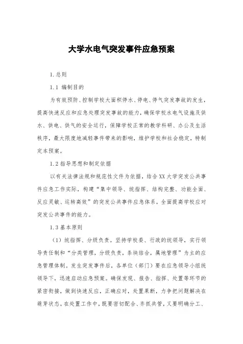 大学水电气突发事件应急预案