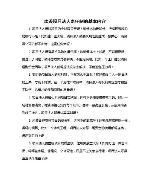 建设项目法人责任制的基本内容