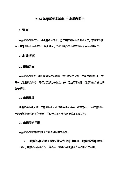2024年甲醇燃料电池市场调查报告