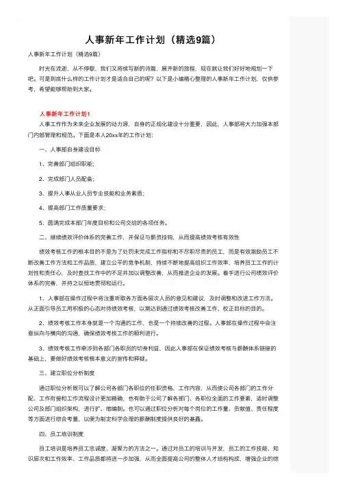 人事新年工作计划（精选9篇）