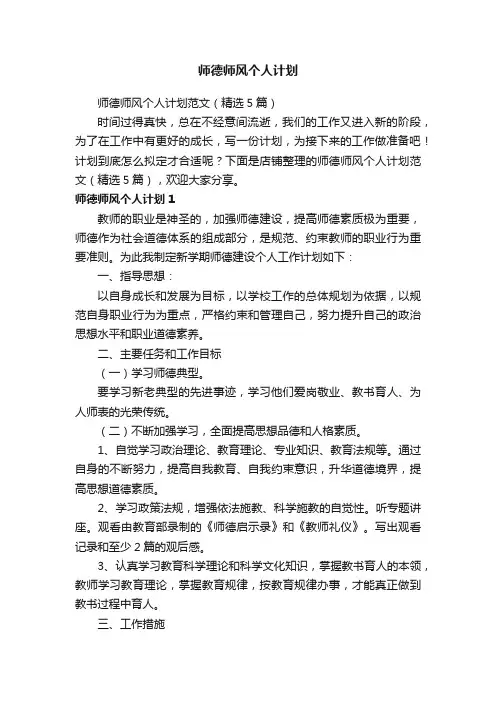 师德师风个人计划