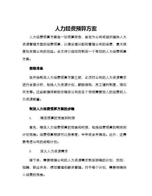 人力经费预算方案