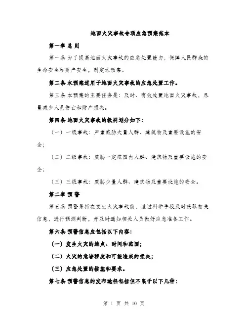 地面火灾事故专项应急预案范本（二篇）