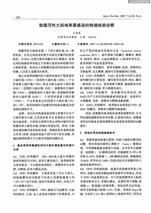 致腹泻性大肠埃希菌感染的快速检验诊断