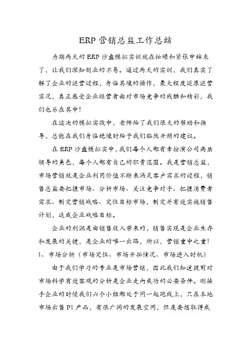 ERP营销总监工作总结