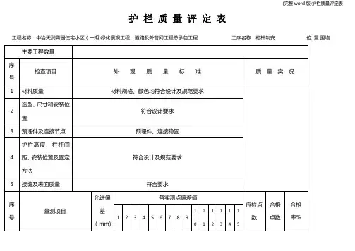 (完整word版)护栏质量评定表