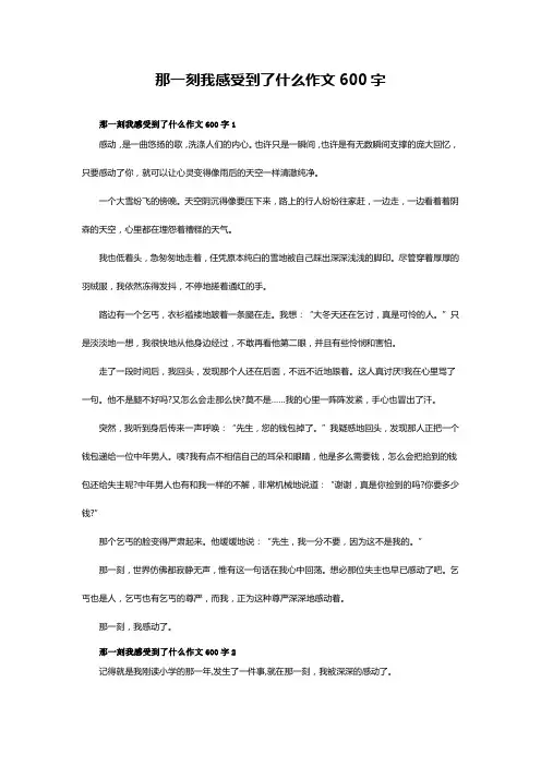 那一刻我感受到了什么作文600字