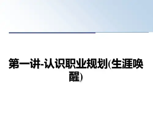 最新第一讲-认识职业规划(生涯唤醒)精品文档