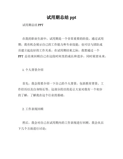 试用期总结ppt