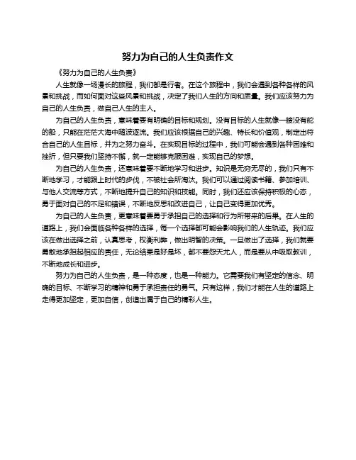 努力为自己的人生负责作文