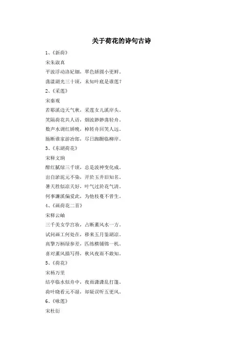 关于荷花的诗句古诗 
