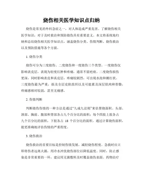 烧伤相关医学知识点归纳