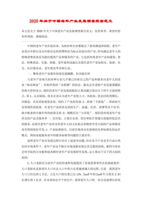 2020年关于中国老年产业发展调查报告范文