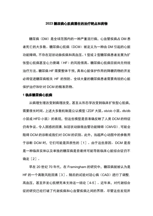 2023糖尿病心肌病潜在的治疗靶点和药物
