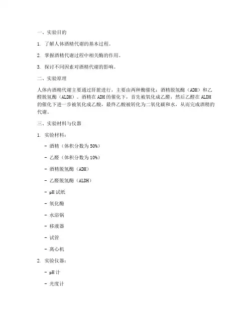 酒精代谢实验报告