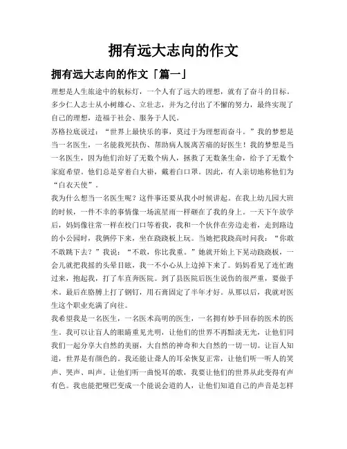 拥有远大志向的作文