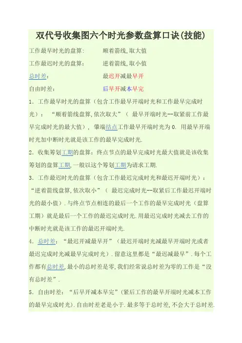 双代号网络图六个时间参数计算口诀