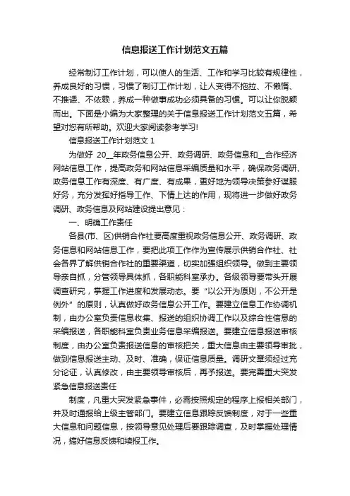 信息报送工作计划范文五篇