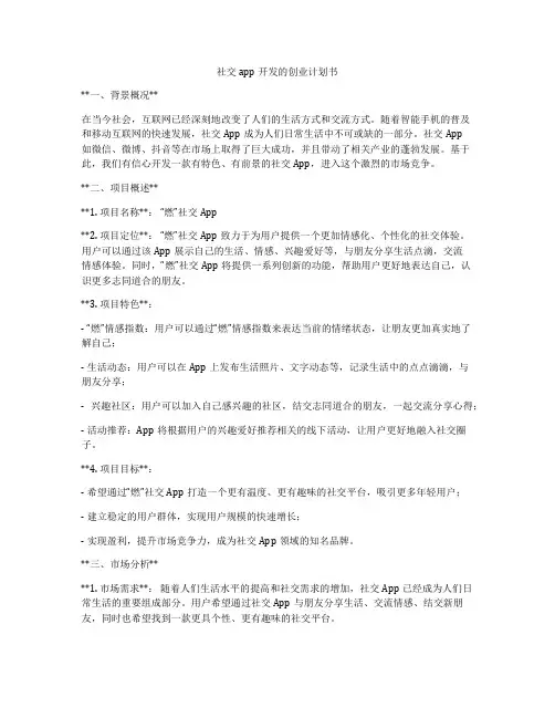 社交app开发的创业计划书