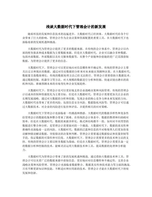 浅谈大数据时代下管理会计的新发展