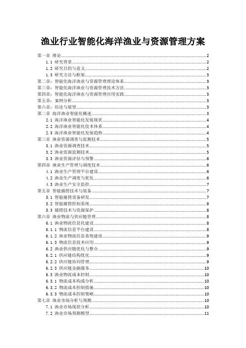 渔业行业智能化海洋渔业与资源管理方案