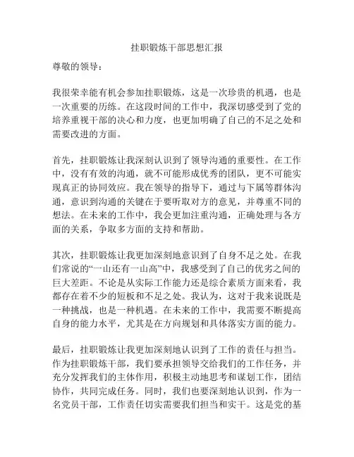挂职锻炼干部思想汇报