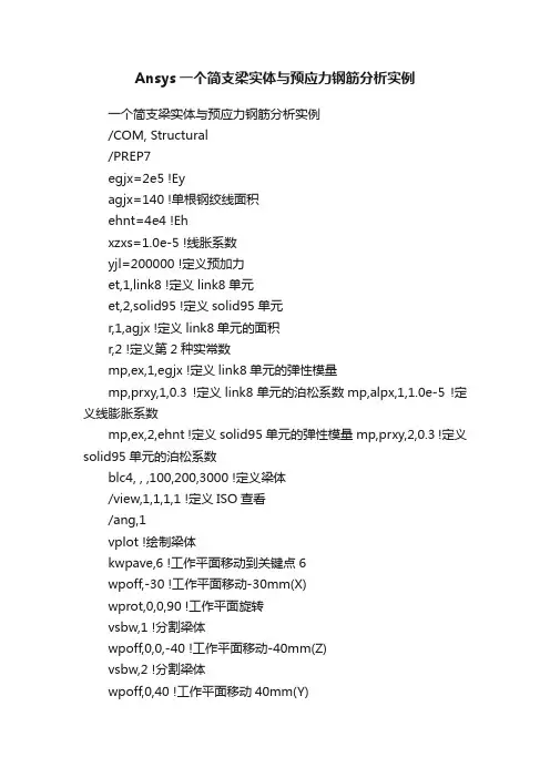 Ansys一个简支梁实体与预应力钢筋分析实例