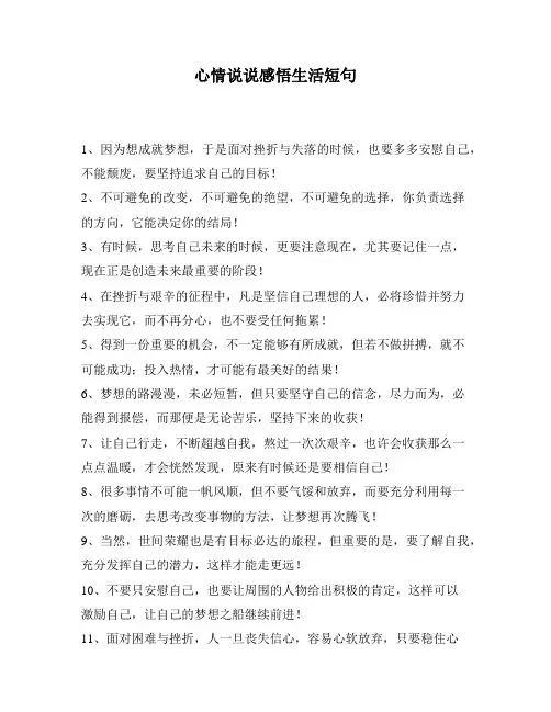 心情说说感悟生活短句