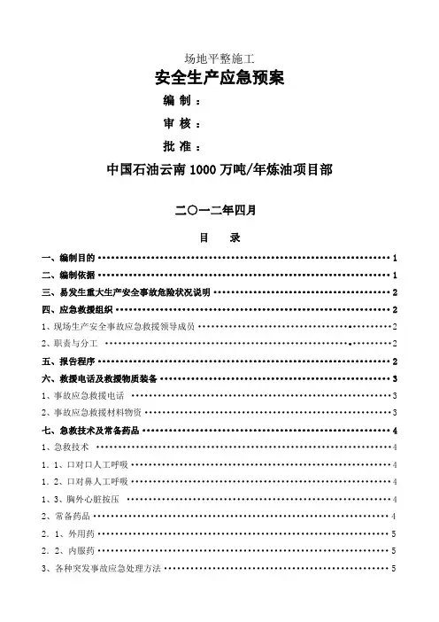 中石油安全生产应急预案