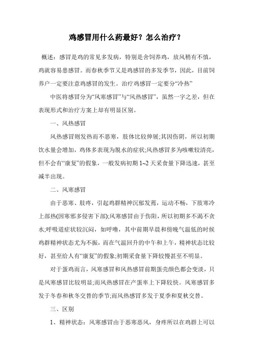 鸡感冒用什么药最好？怎么治疗？.doc