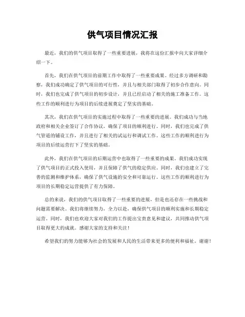 供气项目情况汇报