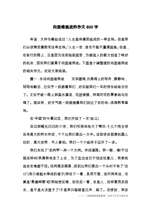 向困难挑战的作文800字