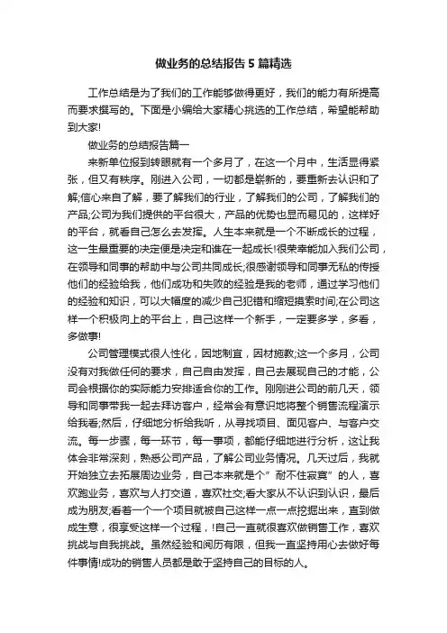 做业务的总结报告5篇精选