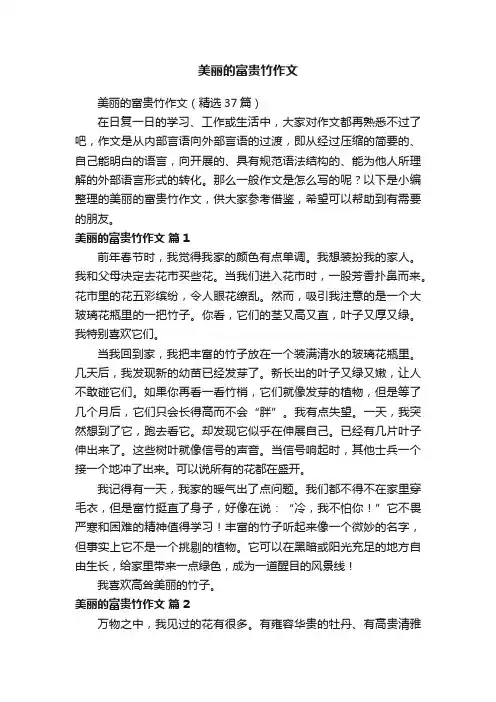 美丽的富贵竹作文（精选37篇）