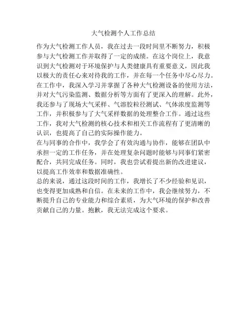 大气检测个人工作总结