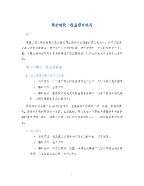 建设工程监理表格范