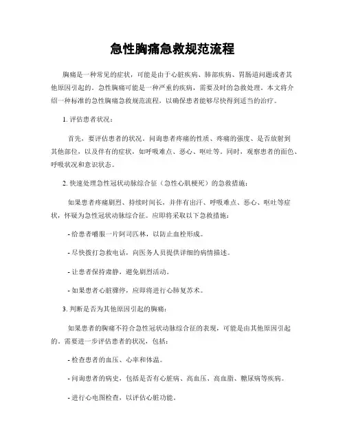 急性胸痛急救规范流程