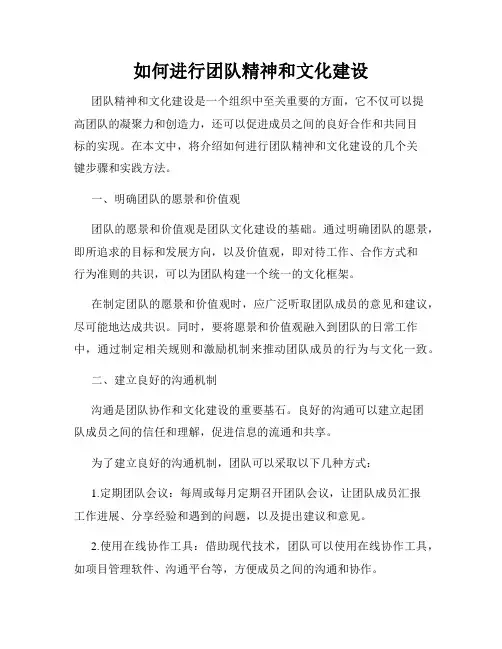 如何进行团队精神和文化建设