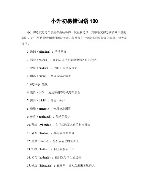 小升初易错词语100