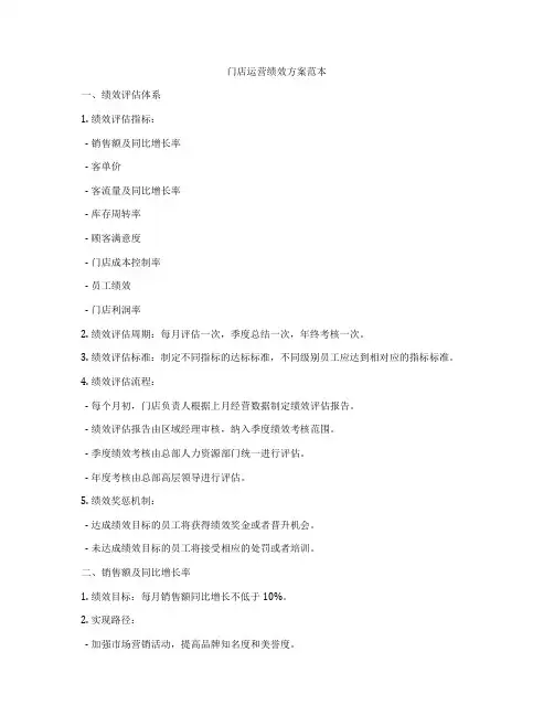 门店运营绩效方案范本