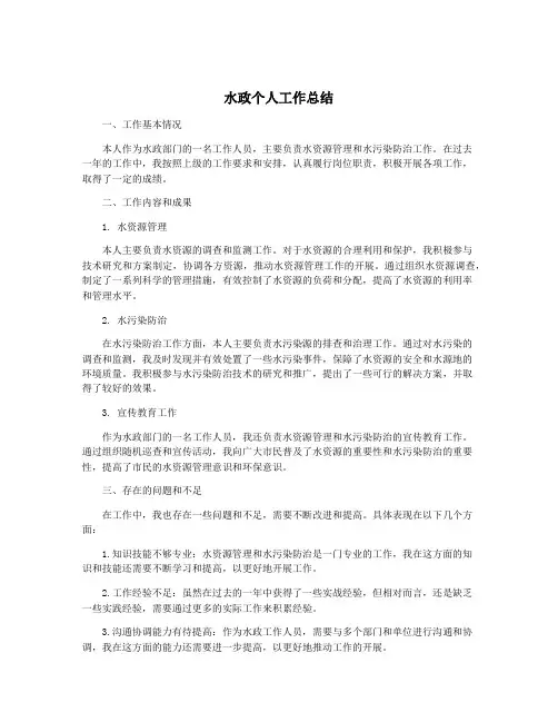 水政个人工作总结