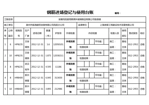新版钢筋进场登记与使用台账