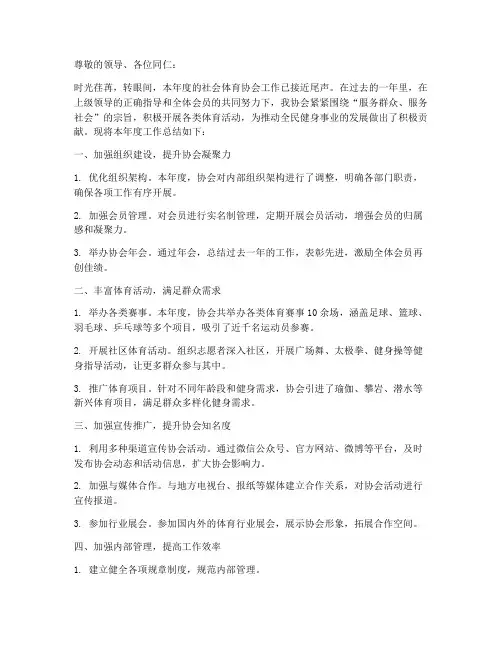 社会体育协会总结范文