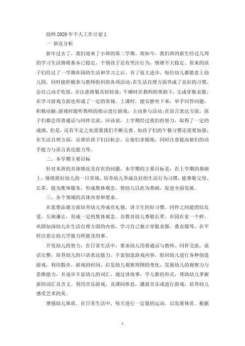 幼师2020年个人工作计划5篇(最新)