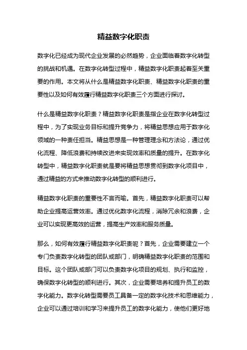 精益数字化职责