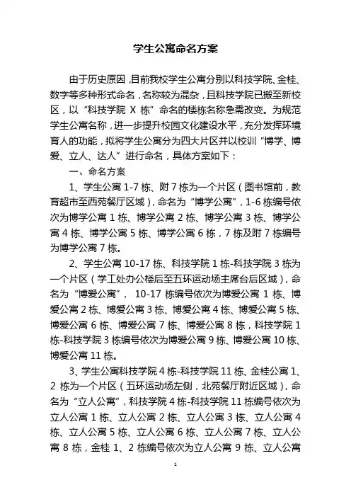 学生公寓命名方案-湖北民族学院