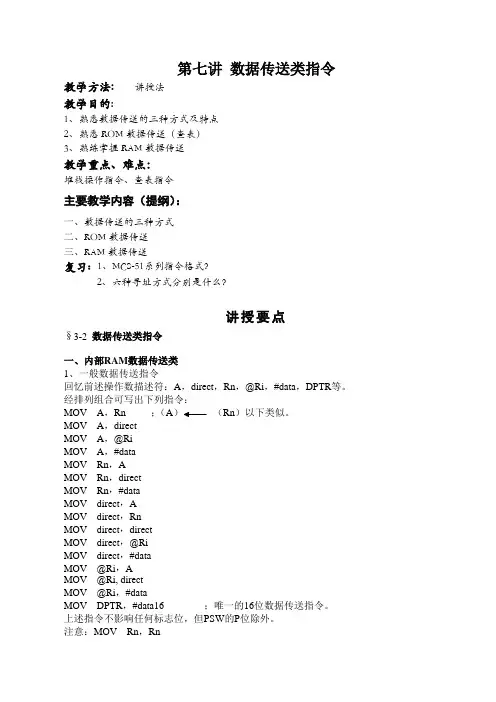 关于第七讲 数据传送类指令