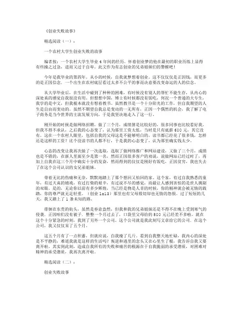 创业失败故事_总结