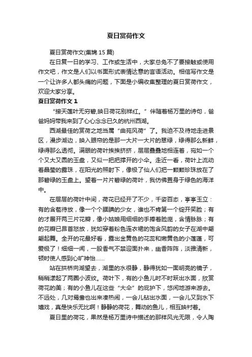 夏日赏荷作文（集锦15篇）
