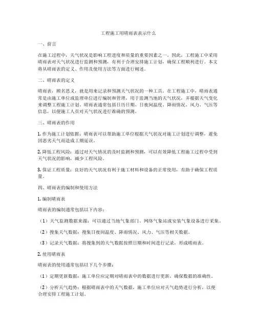 工程施工用晴雨表表示什么